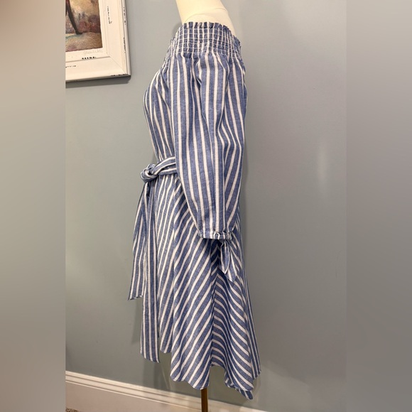 Eliza J - Striped Off-Shoulder Blue Dress - Picture 6 of 8